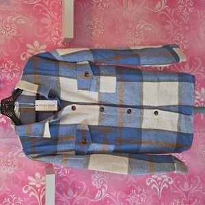 Stylish Blue and White Plaid Button Down Shirt